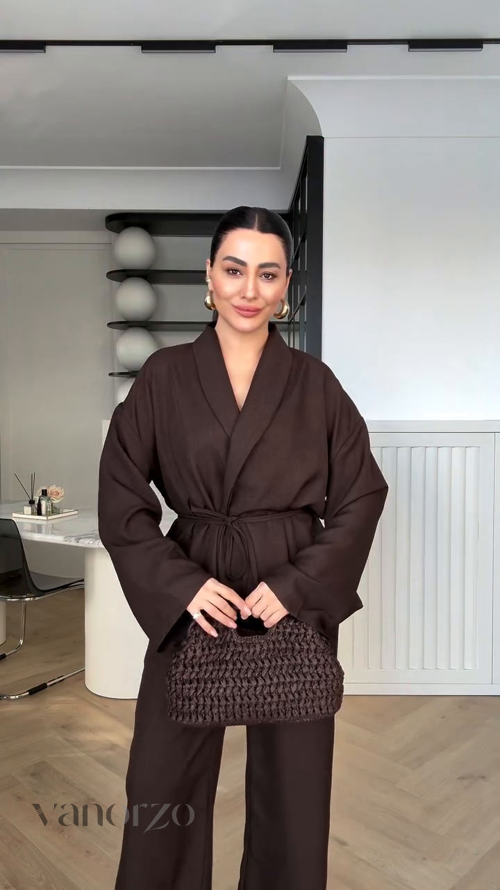 أنسومبل أنيق من اللينن | أناقة مريحة مع لوك مثالي | كيمونو + سروال واسع