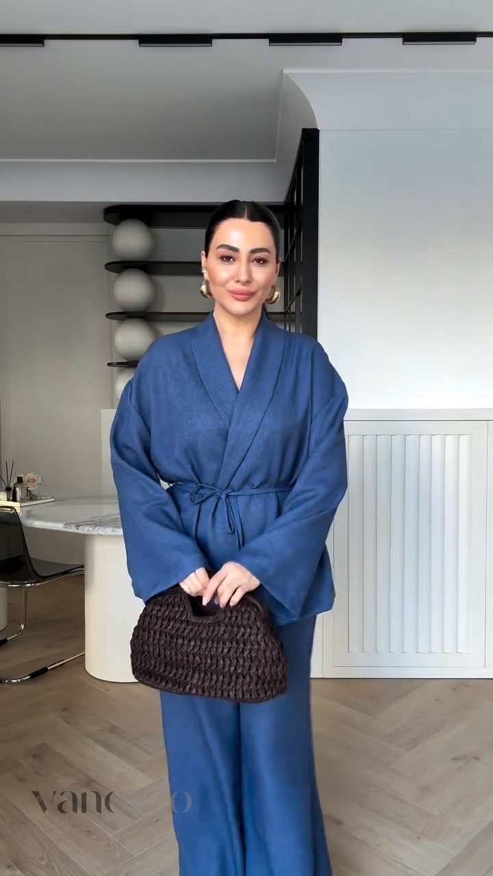 أنسومبل أنيق من اللينن | أناقة مريحة مع لوك مثالي | كيمونو + سروال واسع
