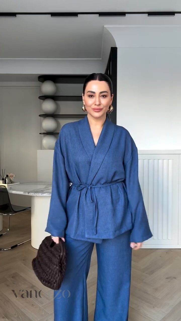 أنسومبل أنيق من اللينن | أناقة مريحة مع لوك مثالي | كيمونو + سروال واسع